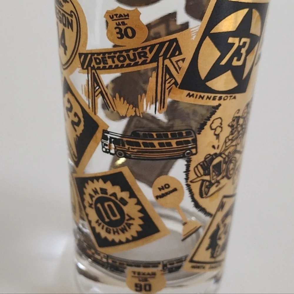 Chicago Road Trip Highball Glass and Hazel Atlas Illinois Frosted Glass